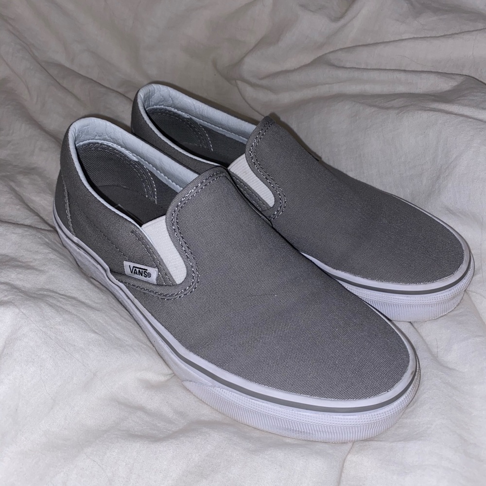 Gray slip on vans